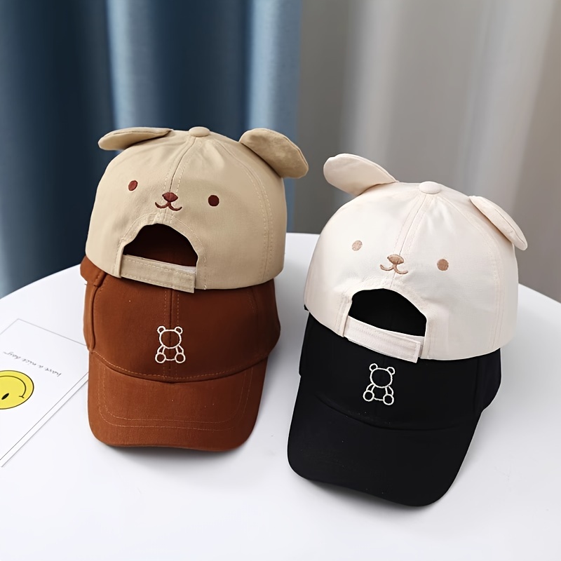 

1pc Little Bear Baseball Cap, Versatile Embroidered Baseball Cap For Boys And Girls, Suitable For Summer Beach Outings