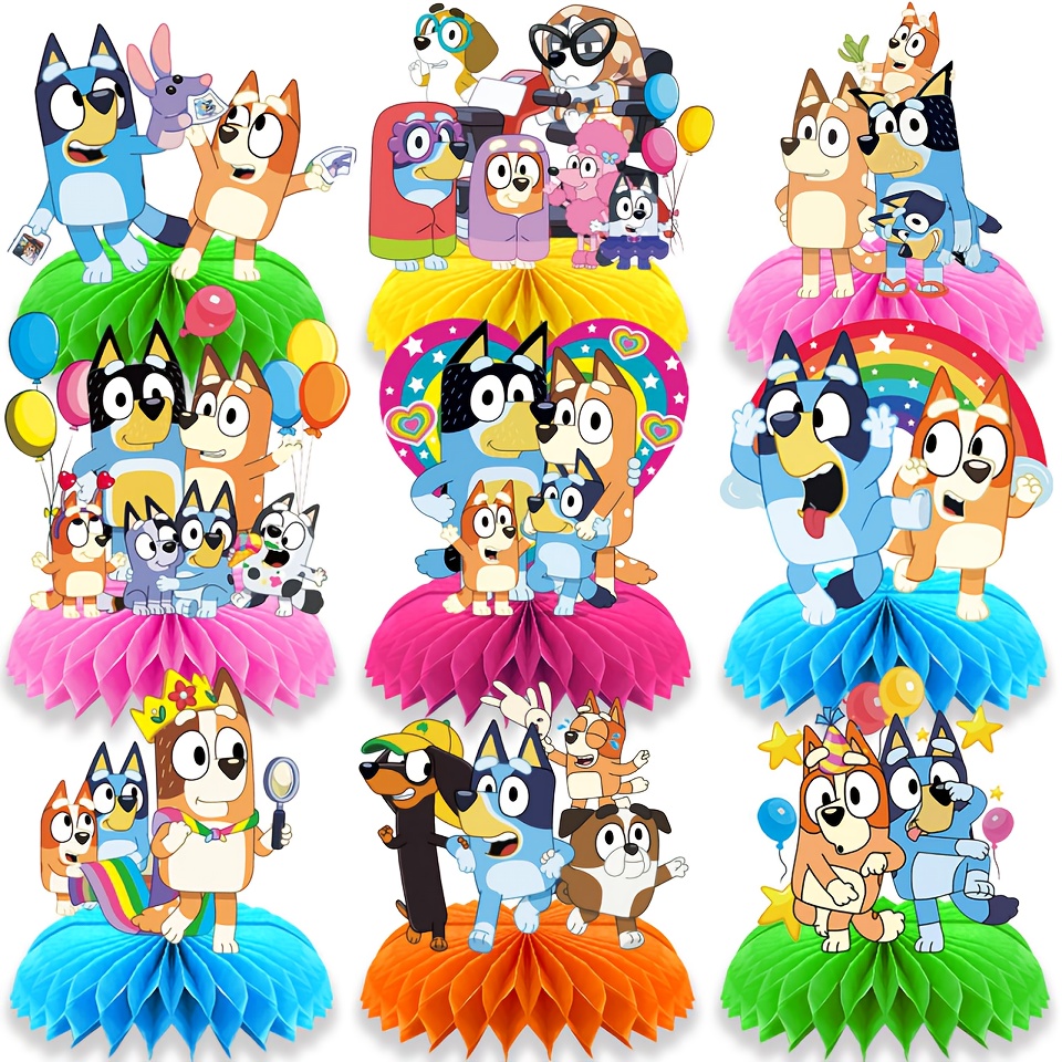 Image of 9pcs Party Table Centerpiece, Themed Birthday Party Table Decoration, Table Gathering Honeycomb Display, Paper Honeycomb Base
