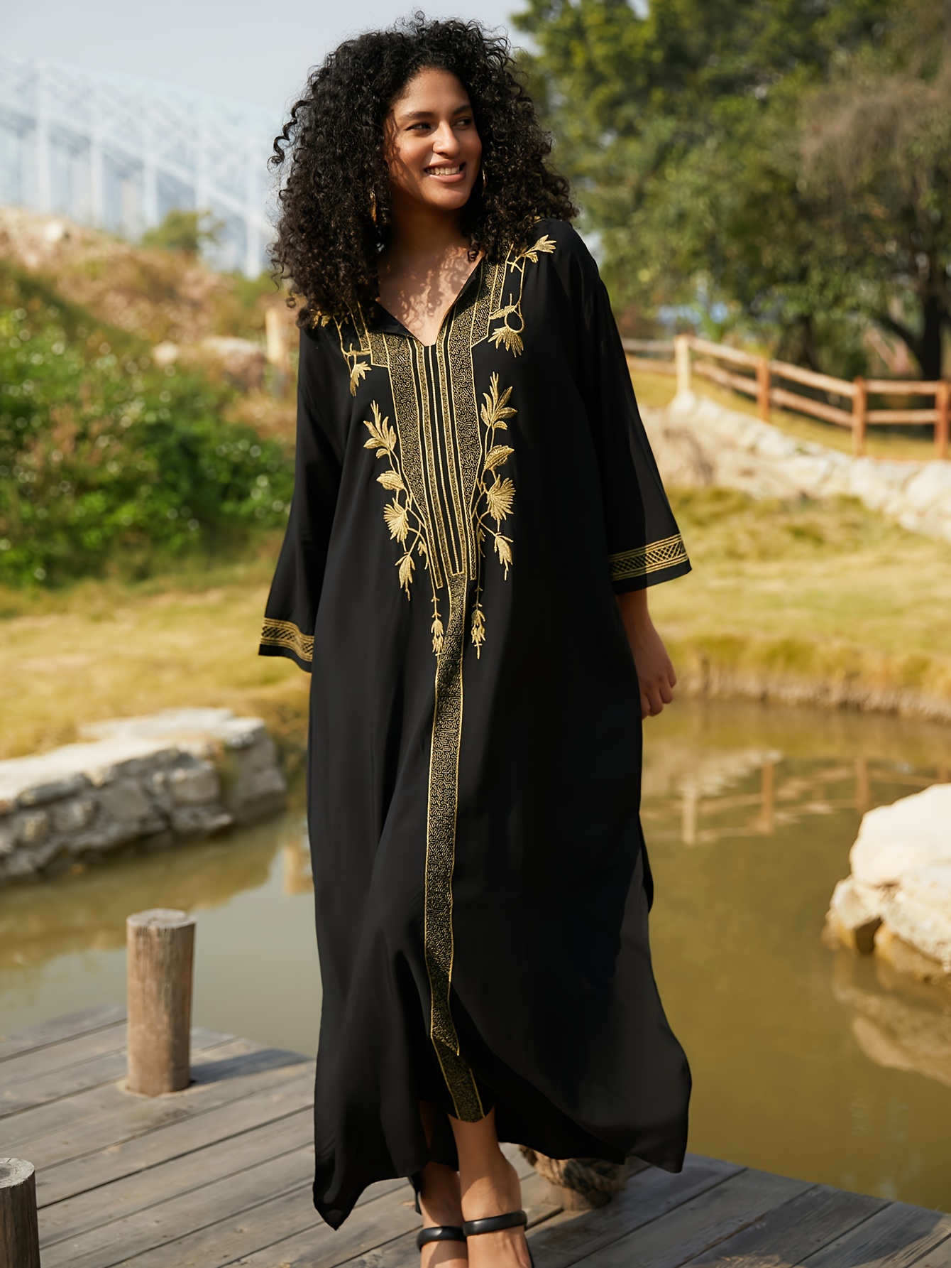 black kaftan sold on Temu United States