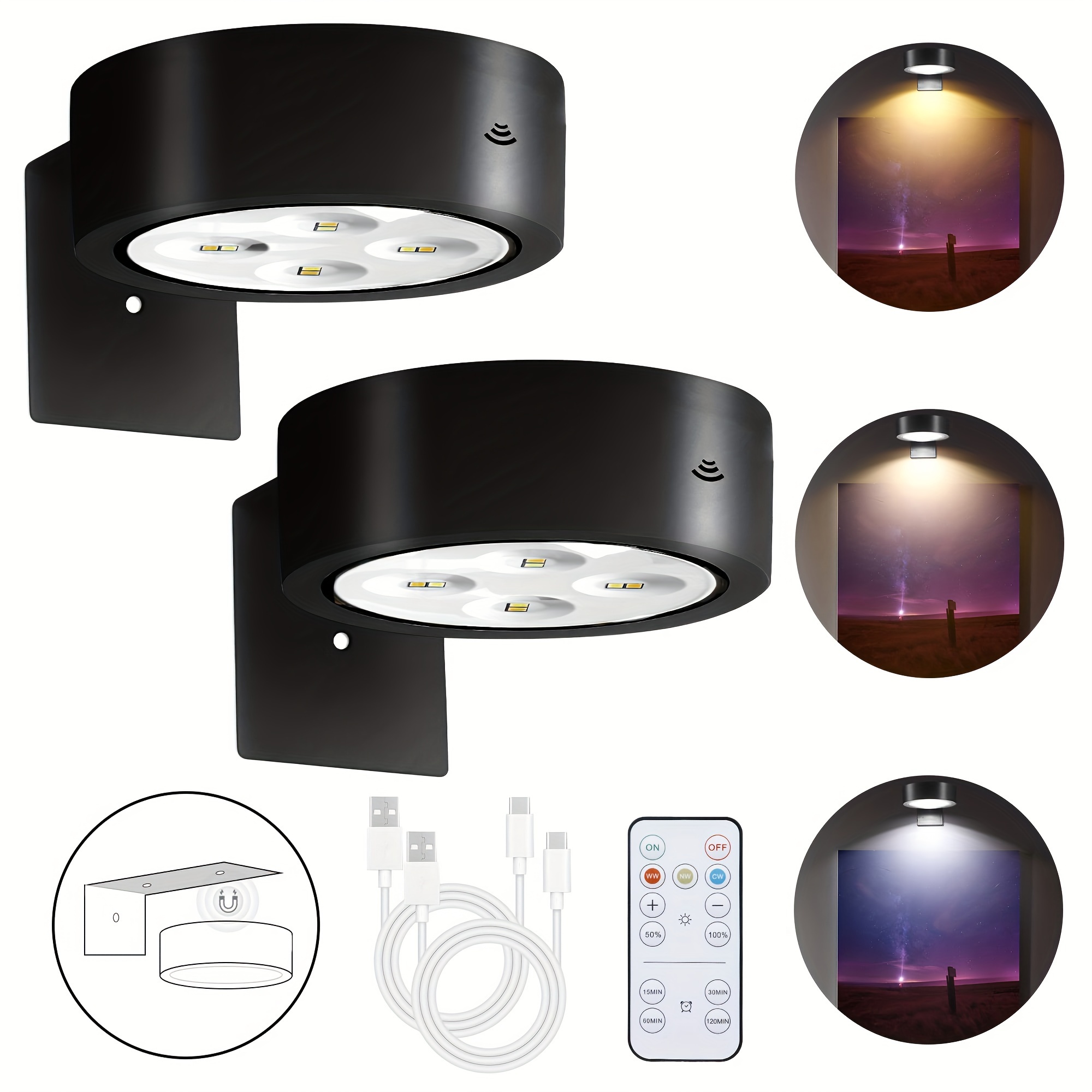 

2pcs Rechargeable Battery , Led Painting Dimmable And , 3 Art Display For Paintings, Wireless Decor ()