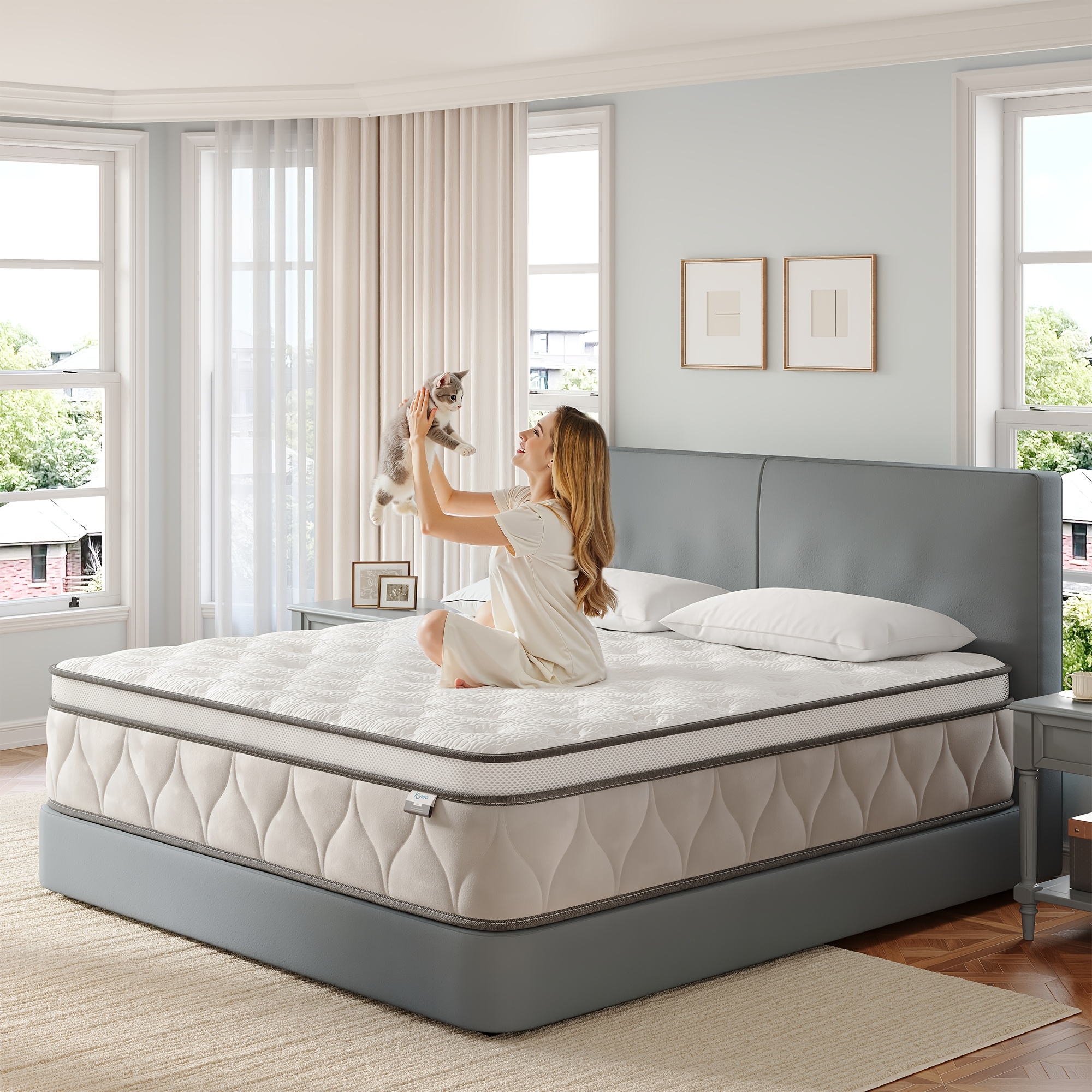 26cm Thick Independent Mattress - Promotes Deep Sleep And Back Pressure, Using 7-zone Ergonomic Support Design And Breathable Structure, Bringing Experience