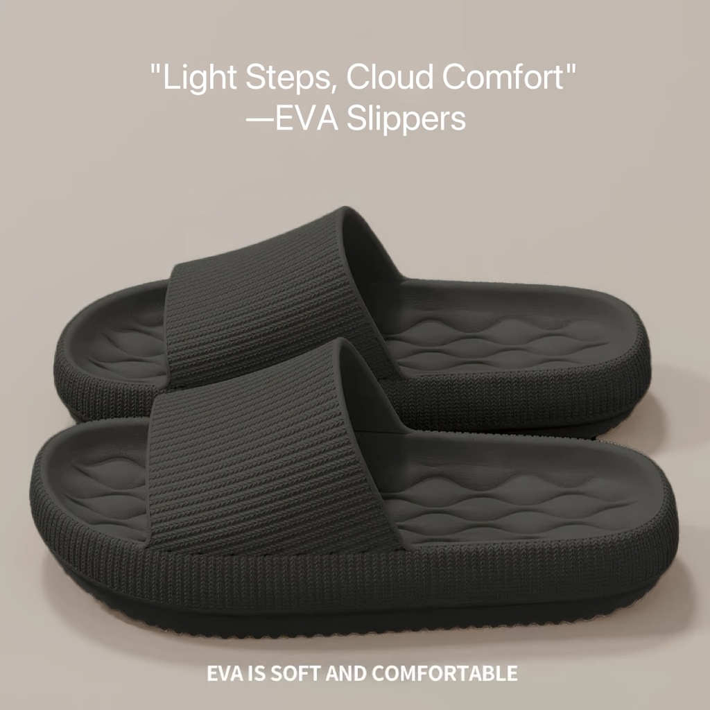 Solid Color Minimalist Pillow Slides Soft Sole Platform Slip On Home Summer Slides Unisex Indoor Outdoor Daily Wear Casual Slippers, Women Shoes