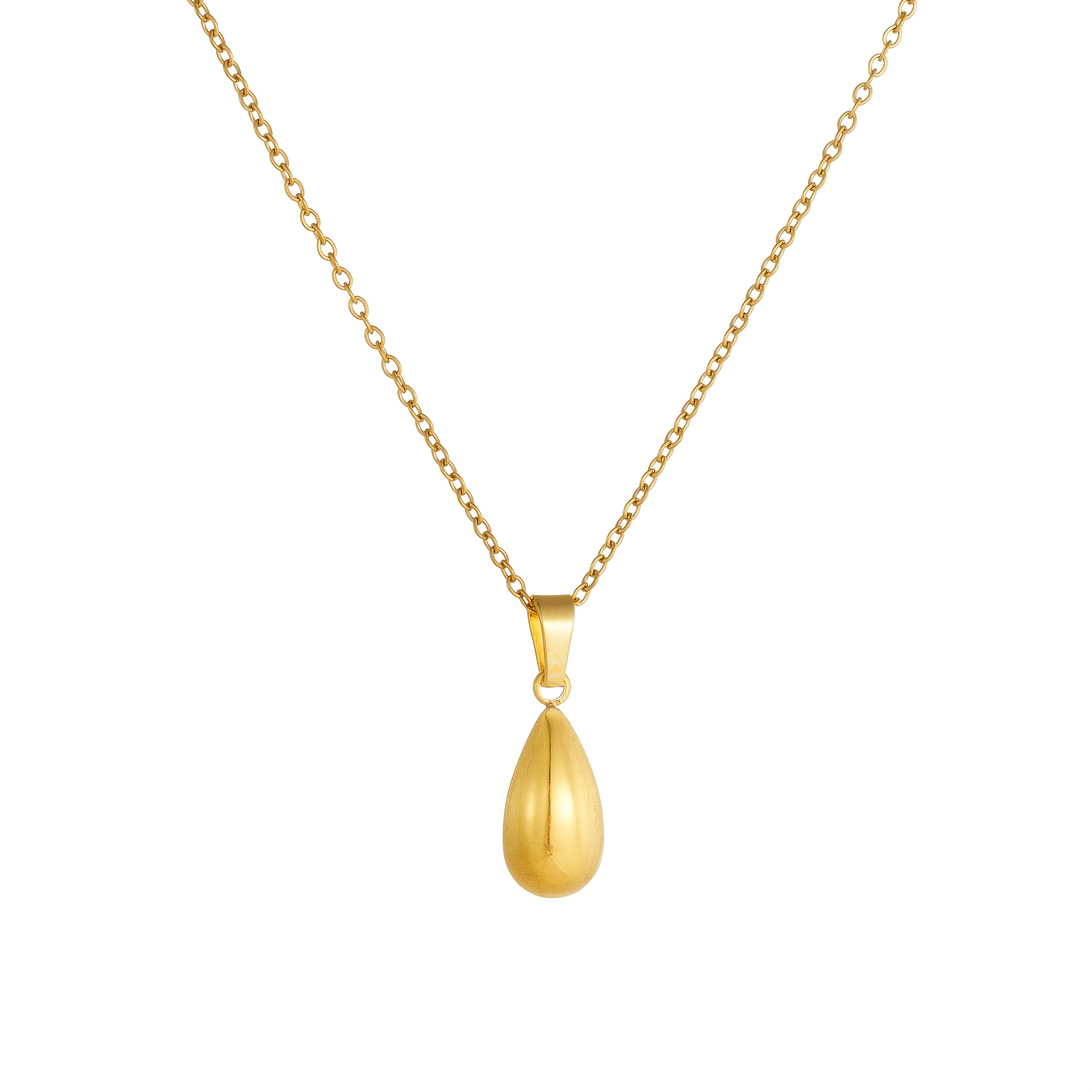 Golden Water Drop Pendant Necklace, Classic Style