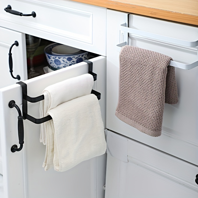 

1/2pcs Kitchen Cabinet Towel Rack, Double Kitchen Towel Rack, Steel Cabinet Door Towel Rack, Bathroom Double Towel Rack, Can Hold Towels/washcloths And Towels, Shower Door Clothes Rack