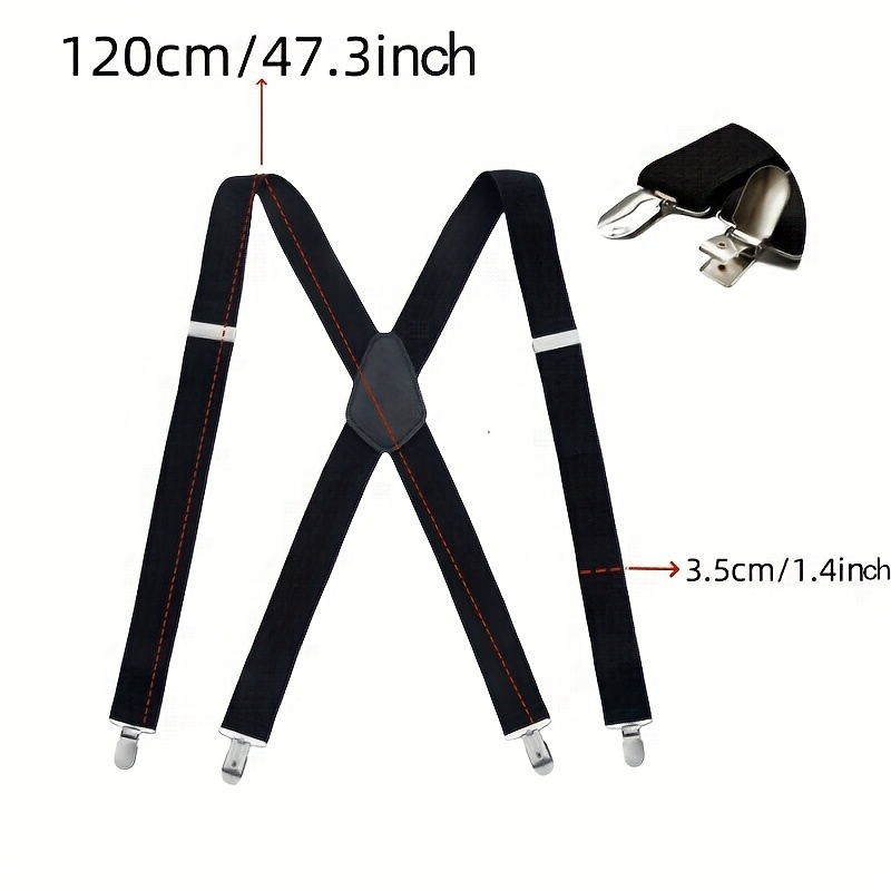 1pc Men's Heavy-duty Elastic Suspenders With Adjustable Nylon Braces And Sturdy Metal Clips
