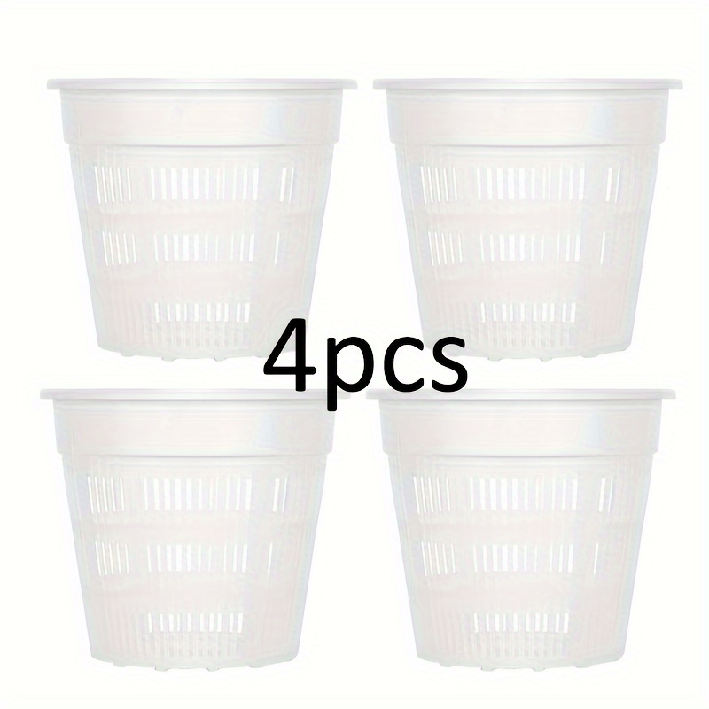 Image of 4pcs Modern Transparent Orchid Pots With Drainage Holes - Breathable Plastic, Perfect For Indoor & Outdoor Use, 6.3"/7.48" Diameter, Pots For Indoor Plants