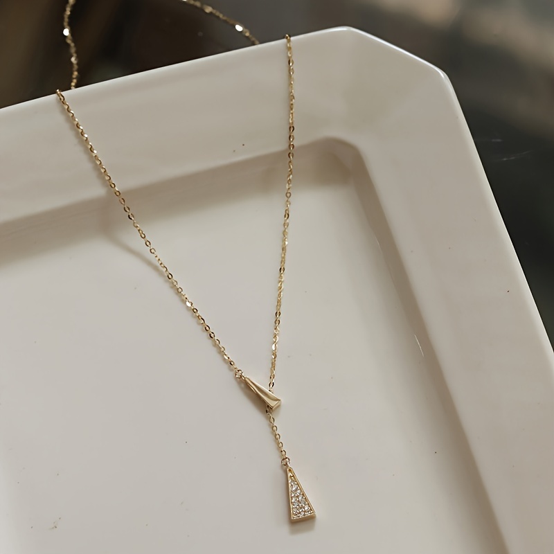 Image of 925 Silver Necklace For Women, Slim Triangle Y-shaped Pendant, Unique Collarbone Chain With Elegant For Casual Attire