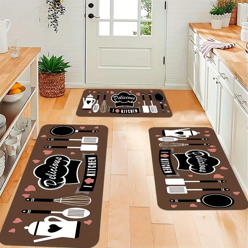 

Delicious Kitchen Rug Set - 1pc Thick 1.1cm, Anti-slip, Durable, Stain Resistant, Machine Washable, 100% Polyester Fiber, Perfect For Kitchen, Living Room, Entryway, Balcony, And Home Decor