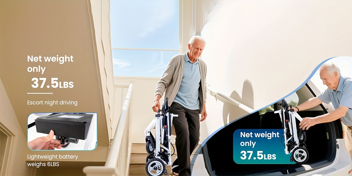25 miles adult electric wheelchair light foldable weighing only 37   folding electric wheelchair with rear control 2 10ah removable lithium battery with water cup holder backpack dust bag suitable for people with disabilities Product details 4