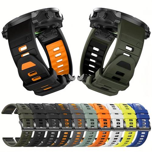 22 26mm two tone watch band compatible with 8 47 51mm g2 mk3i 51mm fenix 8 51 47mm 7x 6x 5x soft silicone sport strap for pro 51mm 7 amoled enduro3 2 forerunner 955 965