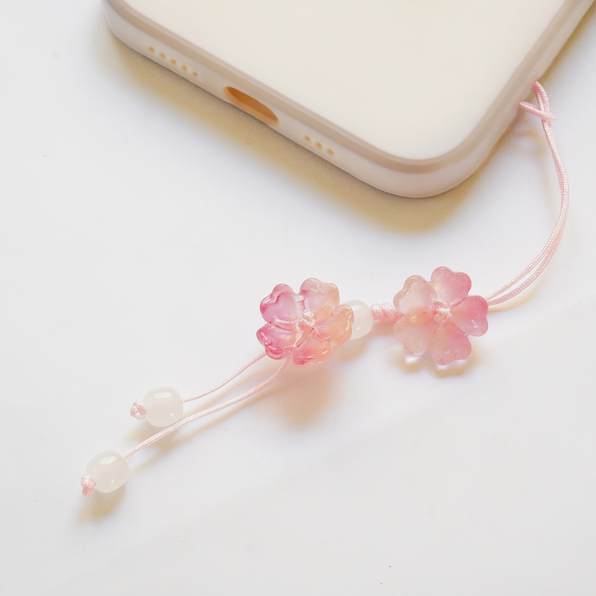 TEMU Breloque de téléphone pendentif fleur tissée à de style vintage, accessoire pour sac à dos et cartable, porte-clés de voiture, cadeau pour et