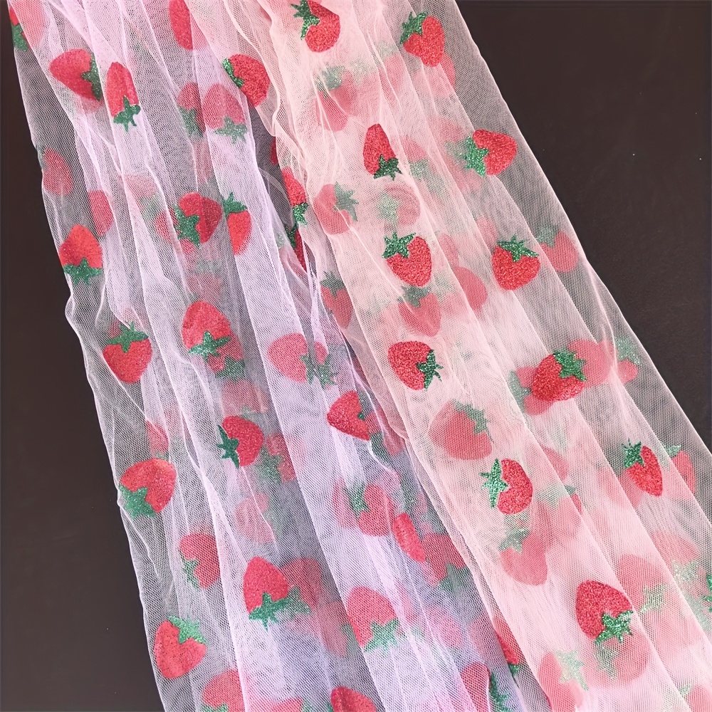 strawberry glitter mesh dress 74.* 179.83 cm And 90.* 150.11 cm Tulle Fabrics, Pre-Cut Fabrics, Wedding Dresses, Skirt Fabrics And Table Runner Garment Sewing Additions TopCorset