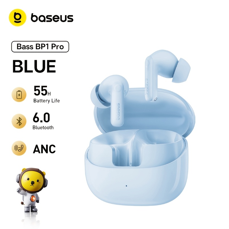 Baseus Bp1 Pro Noise Cancelling Wireless Earbuds, Real-time Adaptive Noise Cancellation, Adaptive Active Eq, Sound, 6-mic Ai Clear Call, 55h Playtime, Wireless 6.0