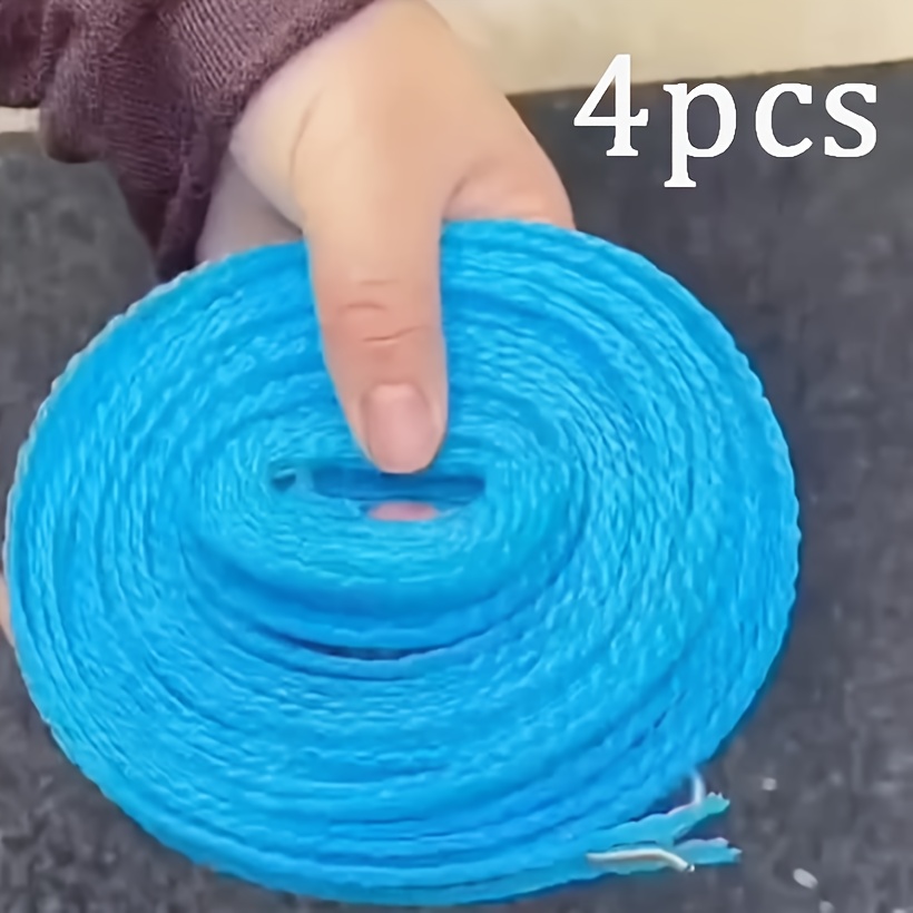 Image of 4pcs Non-slip Windproof Clothesline Set, Fence-style Outdoor Drying Rope For Home Use, Space- Design, Durable Nylon Material, Hanging Line, Essential For Household Laundry, Clotheslines
