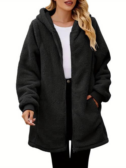 new autumn and long sleeved hooded zipper cardigan womens coat
