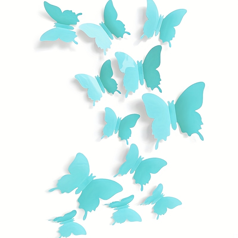24pcs Modern Pink and Lake Blue Butterfly Wall Decals