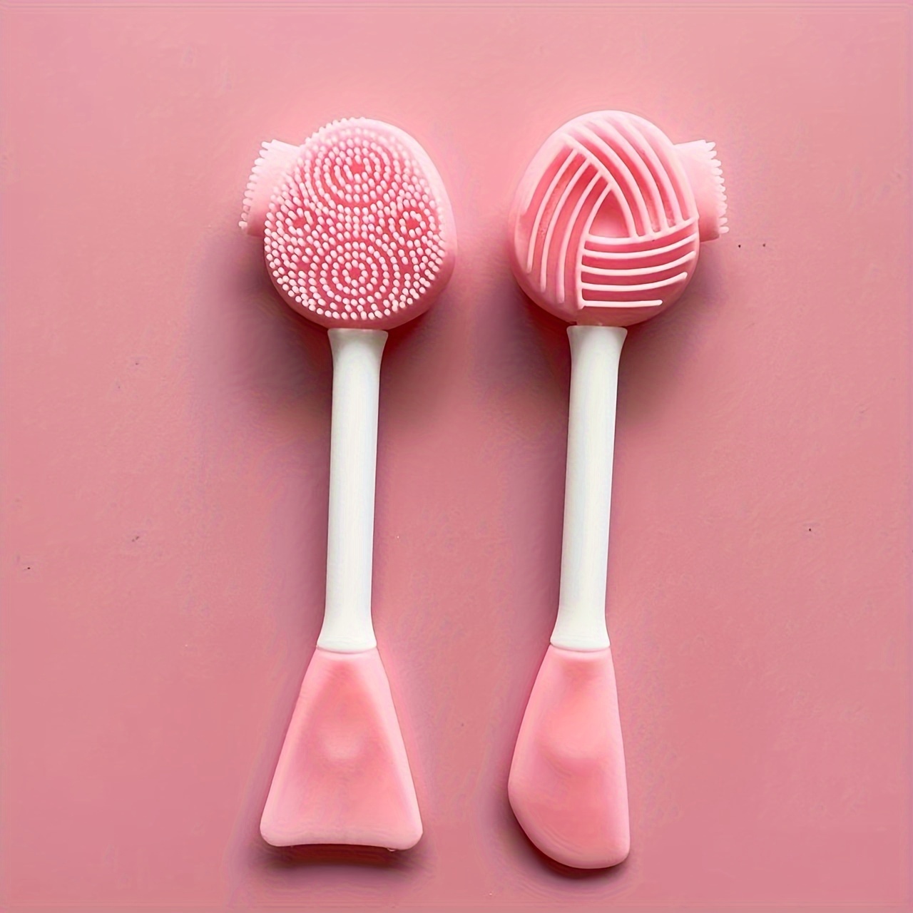 TEMU A Set Of 2 Combination Facial Cleansing Brushes. Includes A Dual-headed Brush For Facial Cleansing And A Nose Brush. A Multifunctional Dual-headed Brush For Applying Masks