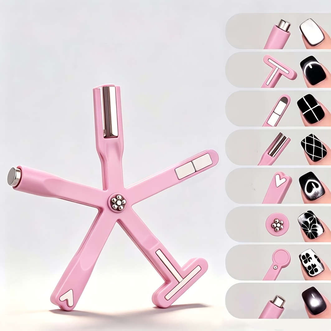 TEMU Multifunctional Starfish Cat Eye Nail Art Magnet, Cat Eye Magnetic Tool For Quick Creation Of Cylinder, Heart, Flower, , And Plaid Nail Designs;