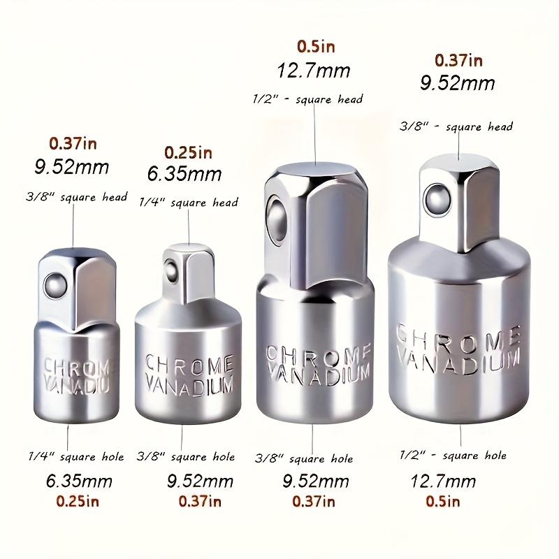 TEMU Ratchet Adapter - 1/2" To 3/8" To 1/4" Socket Converter, Dirt & Sand Resistant - Ideal For Mechanics & Diy Projects, Essentials | Precise