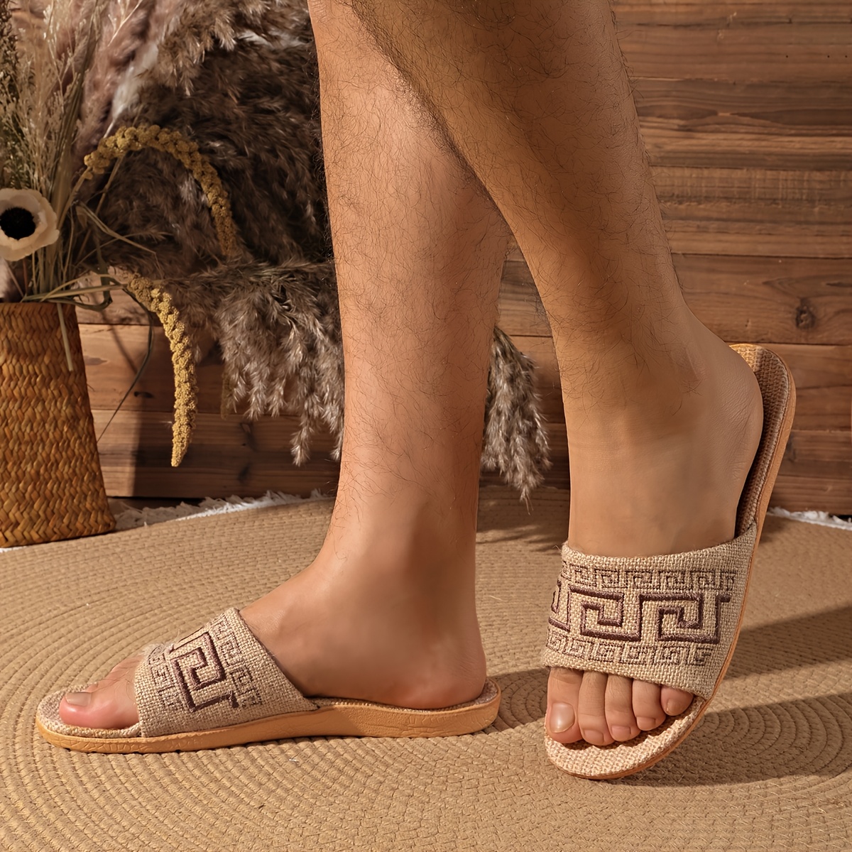 Men's All-Season Indoor/Outdoor Fashion Home Bedroom Floor Slippers, Style