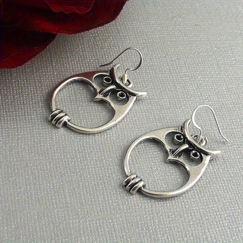 

1pair Boho Owl Dangle Earrings For Men, Gothic Fashion Simple Jewelry Gift