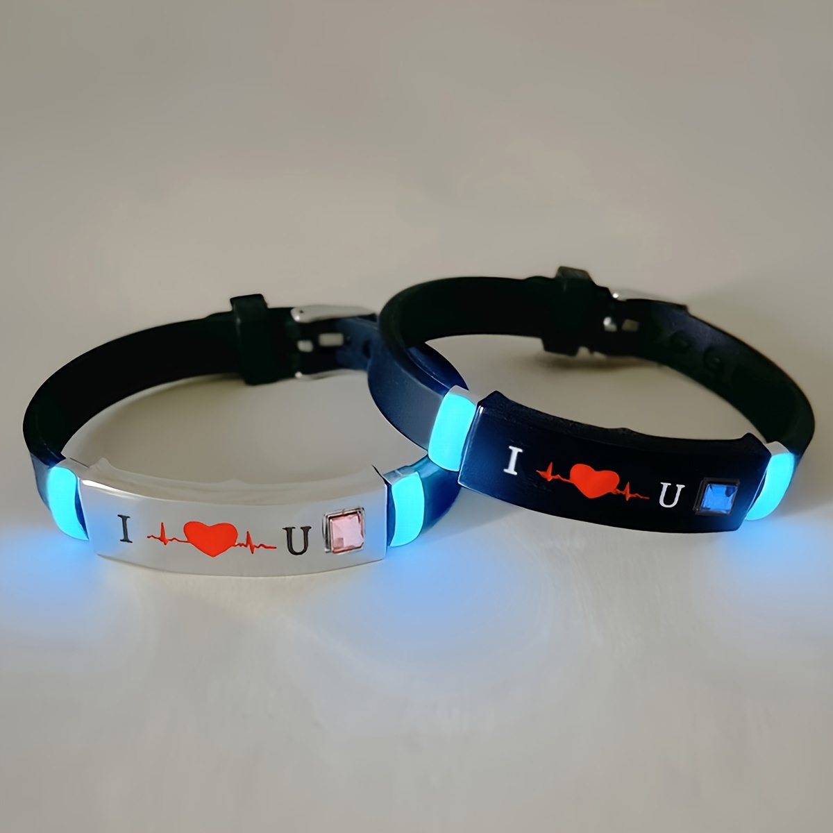 

I Love You" Silicone Couple Bracelets - 2pcs Set, Cute & Simple Style, Perfect For Daily Wear Or Gifting On Valentine's Day