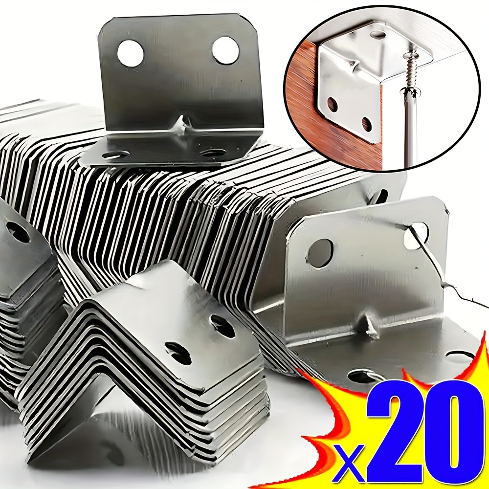 

Horn Stainless Steel Corner Brackets - 10/20/40 Piece, 90-degree Angle For Tables, Chairs, Cabinets & More - Durable L-shaped Support