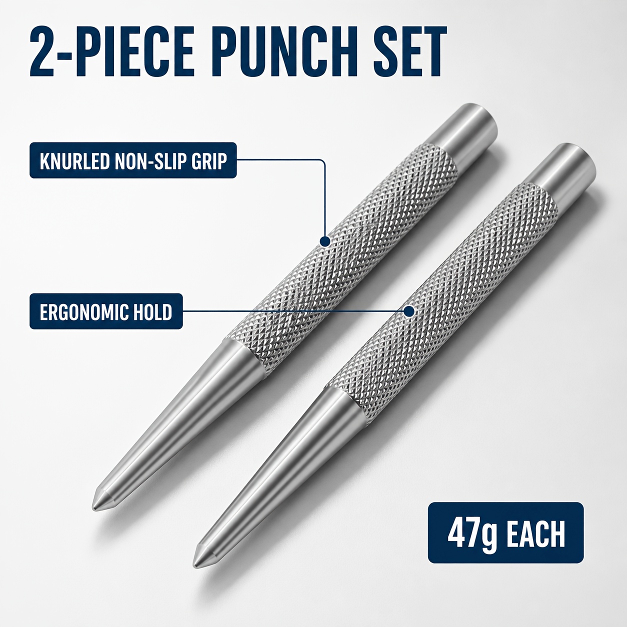 TEMU 2pcs Set Of Punch And Positioning Punch, High Hardness Sample Punch, Cylindrical Punch, Clamp Drilling Positioning Needle, Center Punch, Impact