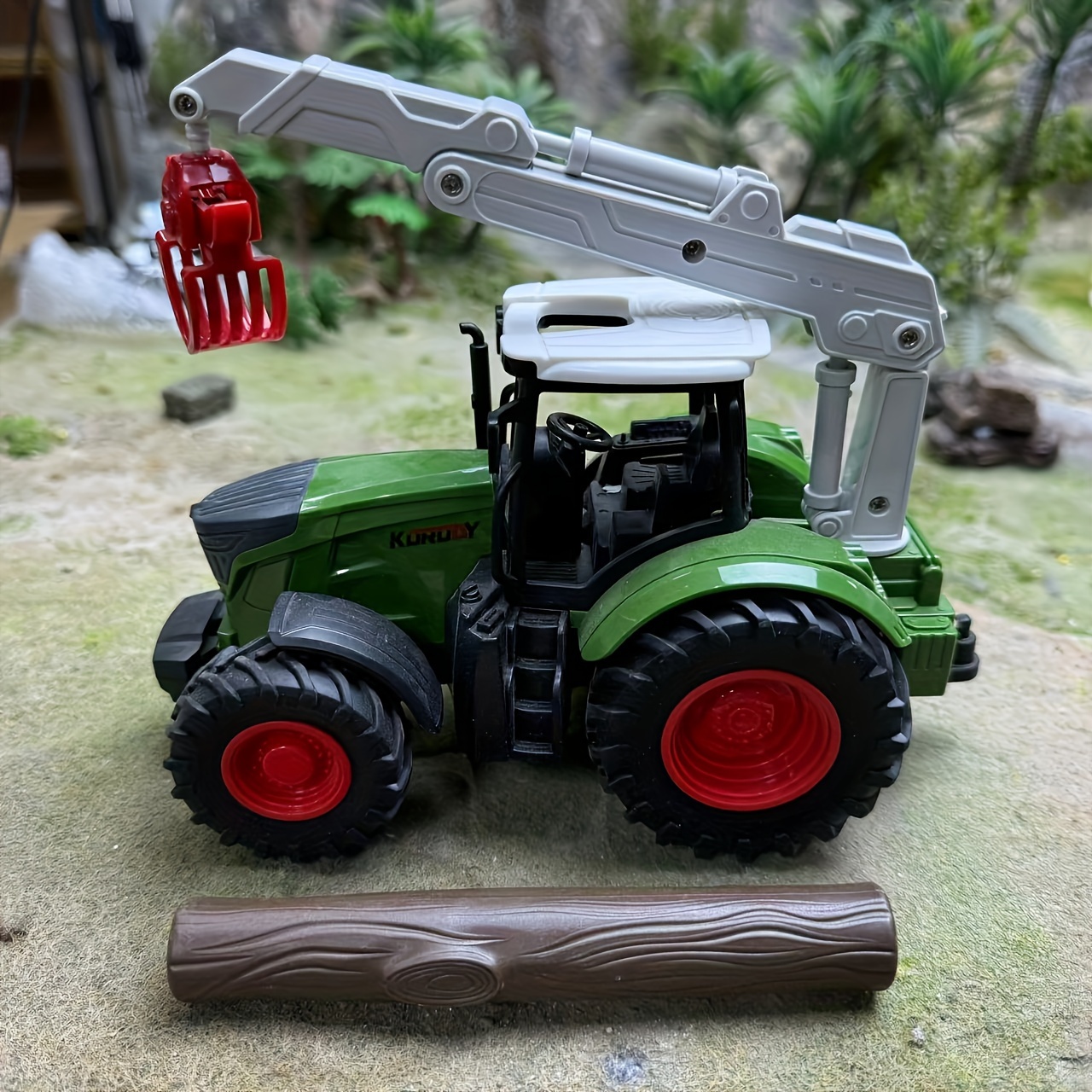 Image of Farm Toys Tractor With Crane Jib-large Engineering Vehicle Tractor Playset 1/24 Scale For Christmas Halloween Birthday Gifts