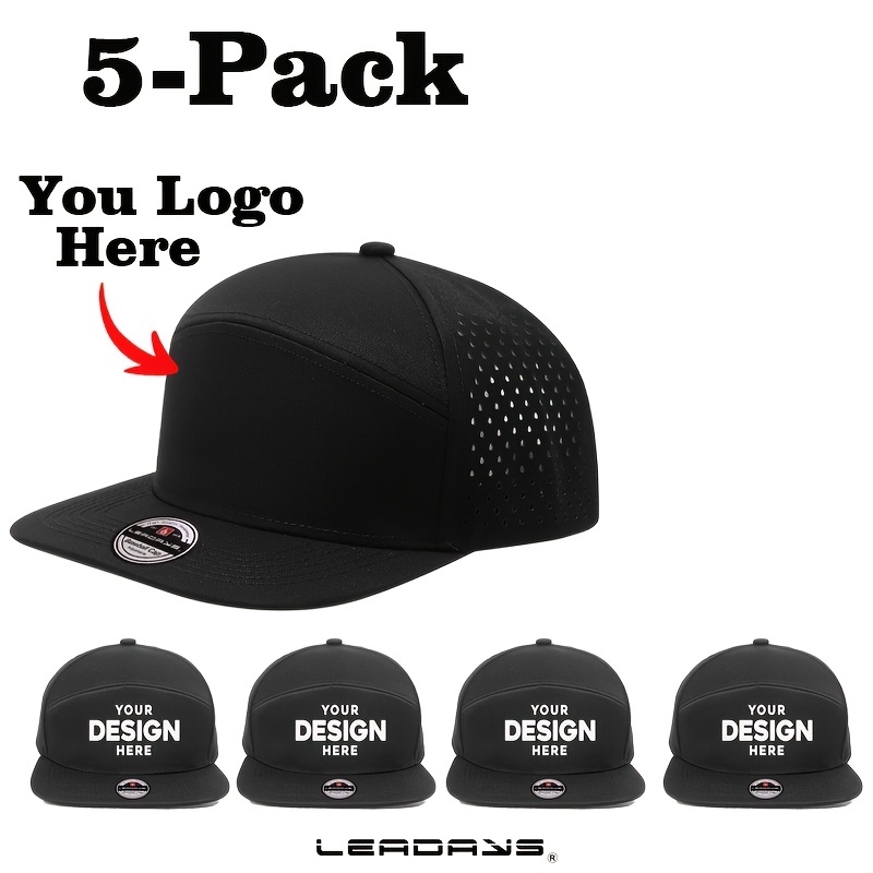 TEMU 5 Pack Snapback Hats For Men Women, Flat Bill Baseball , For Golf, Running, Gym & Outdoor
