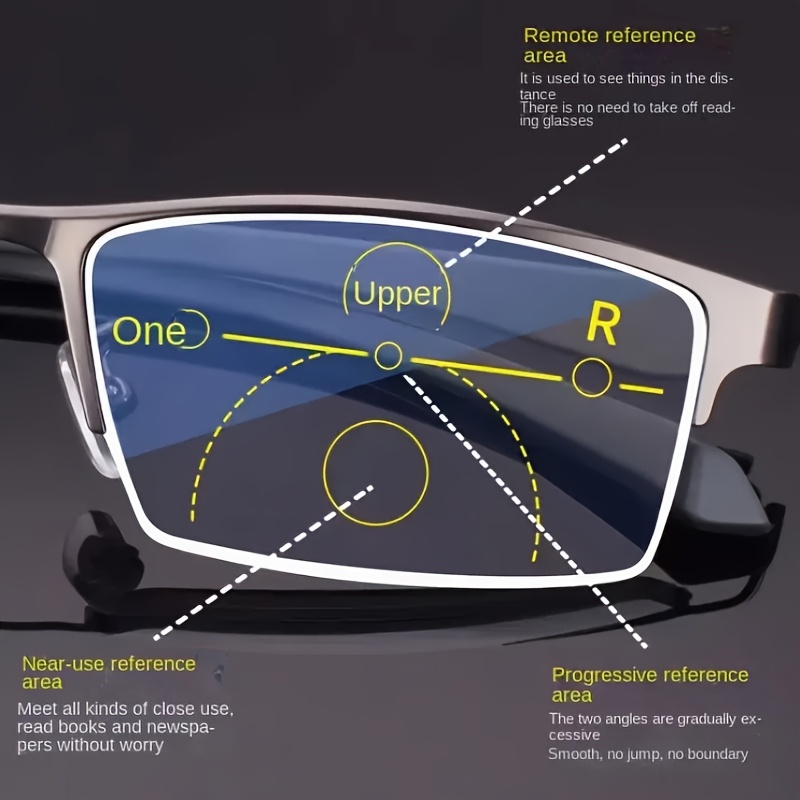 2pcs unisex smart photochromic multifocal glasses tr90 lightweight