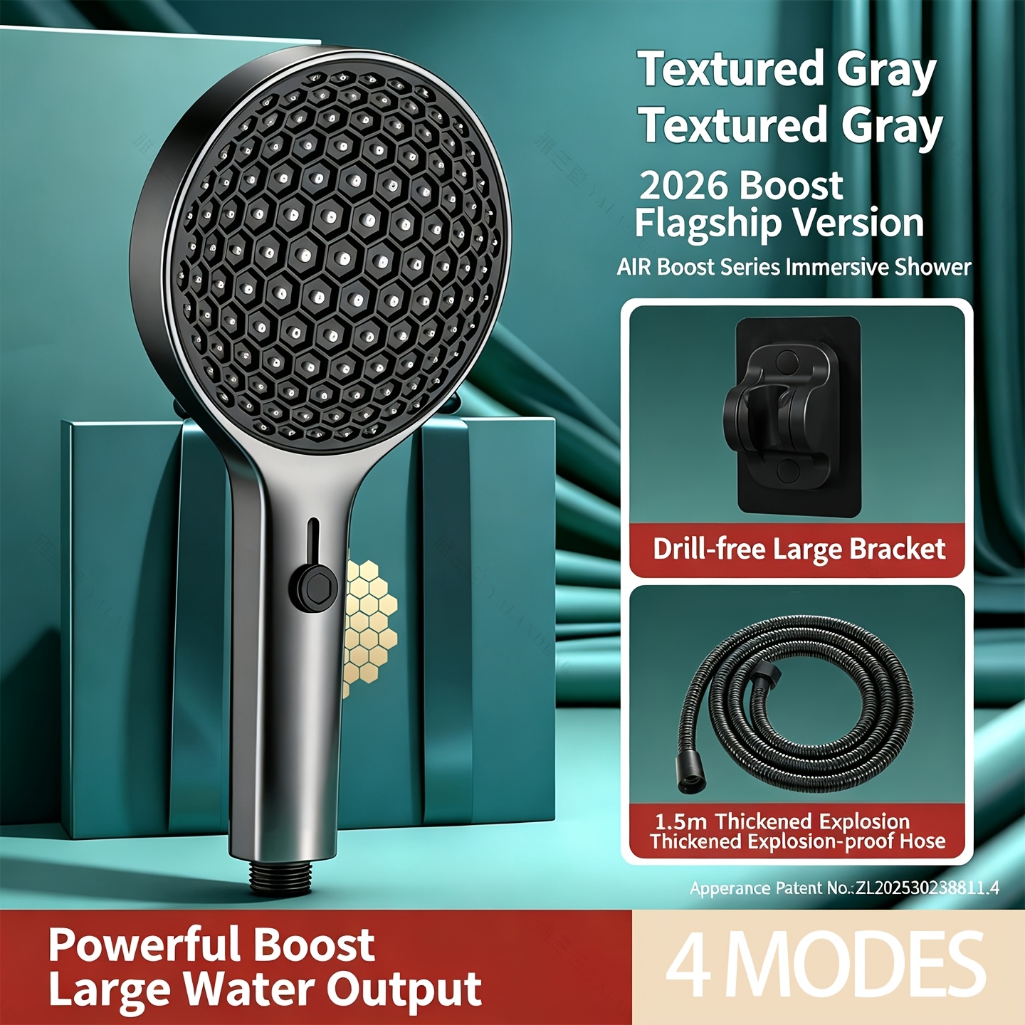 4-Modes High-Pressure Large-Flow Adjustable Shower Head