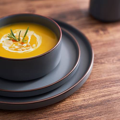 12pcs plates and bowls set stoneware dinnerware sets for 4 with unique rim multicolor