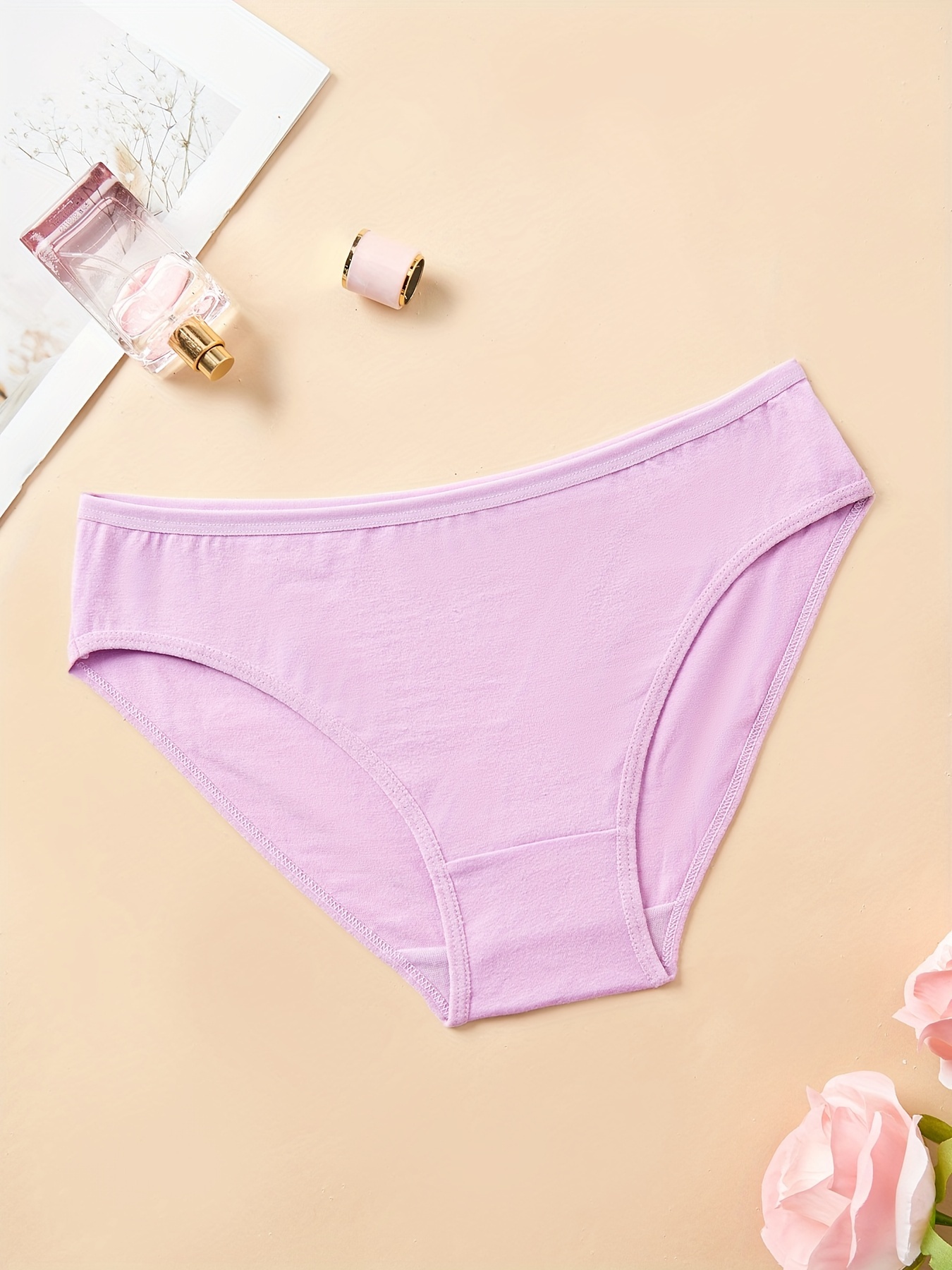1pc Solid Simple Briefs, Breathable & Comfortable Everyday Panties, Women's  Underwear & Lingerie