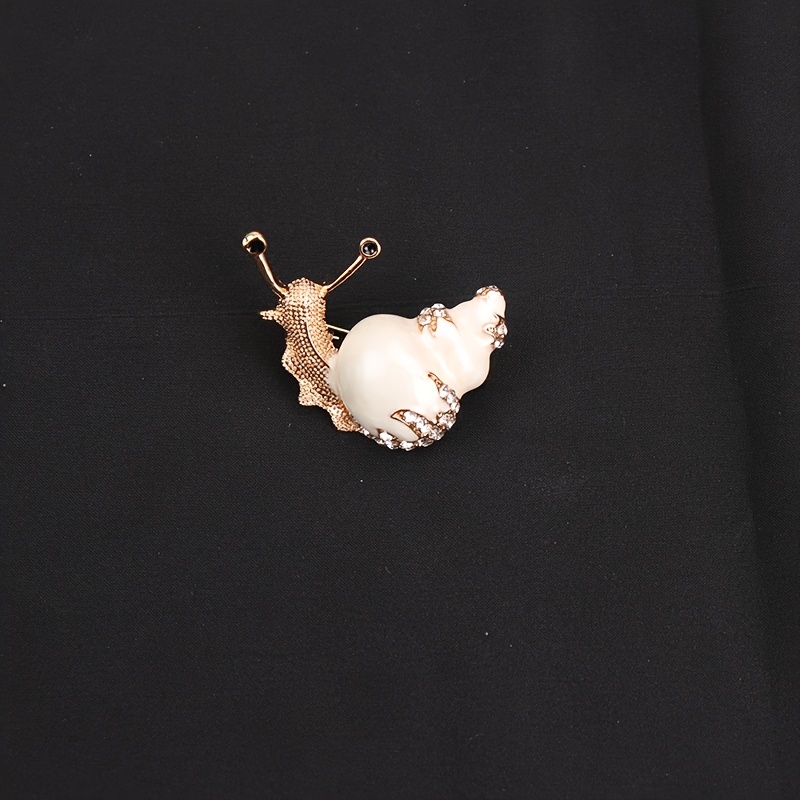 Image of Enamel Rhinestone Snail And Conch Brooch Accessory Gift
