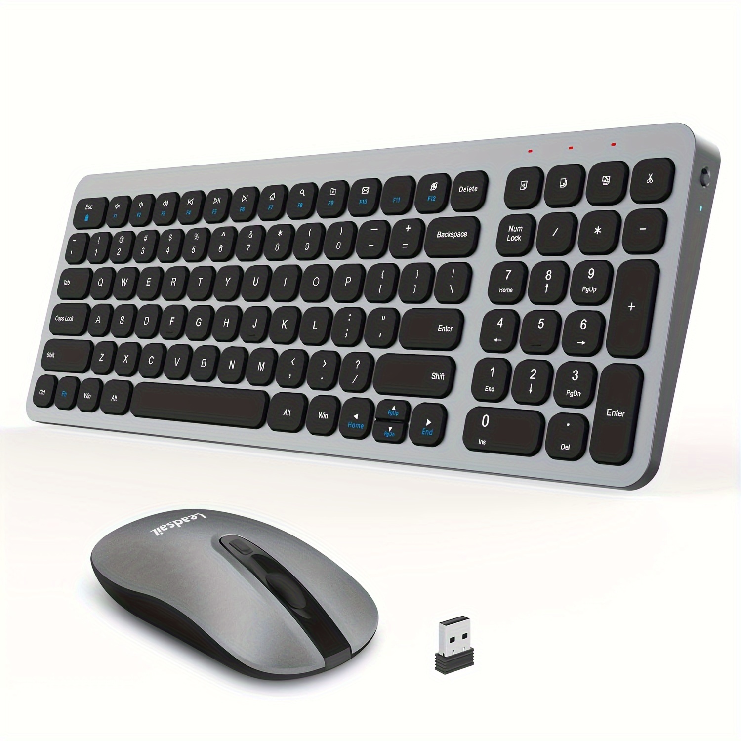 

Leadsail Combo, Wireless Usb Mouse And Computer Keyboard Set, Compact And Silent For Windows Laptop, Desktop, Pc Kf02-grey