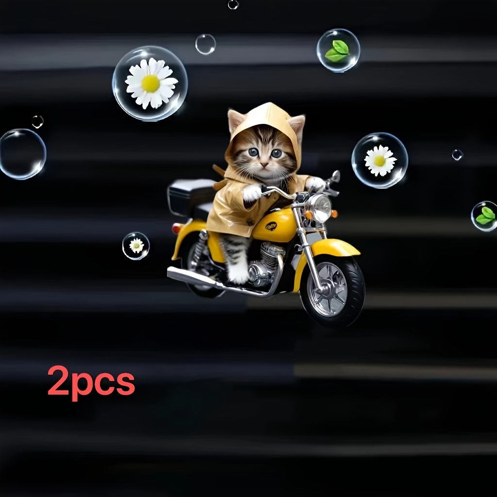 

2pcs Cat On Motorcycle Car Vent Clips With Built-in Aromatherapy Diffuser - Long- Scent, Perfect Gift For Cat Lovers