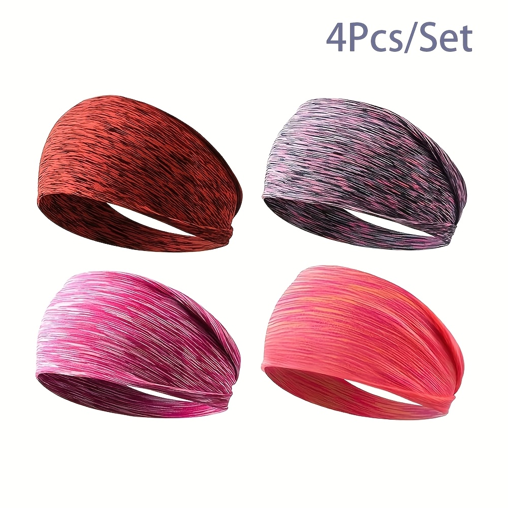 TEMU Paquete de 4 diademas para mujer que absorben la humedad - Pañuelos deportivos antideslizantes, ideales para ejercicio, fitness, yoga, running,