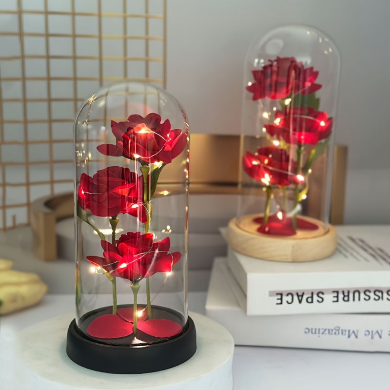 regalos decorativos para   de san valentín que brillarán, flores artificiales,     con cubierta de cristal, decoración  , san valentín, día de la   para enviar a  , regalo de   de la  , regalo   para dama,  , temporada de  