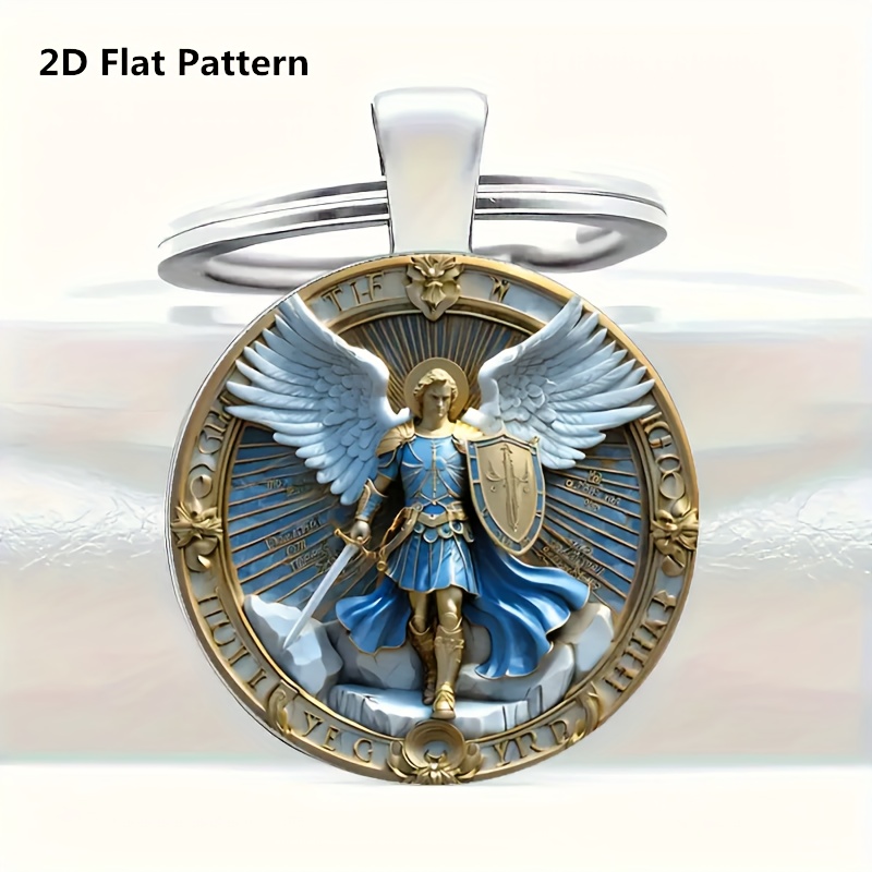 изображение предмета 2d плоский, круглый брелок  -    - белые   и меч, прочный циркулярный ключница, элегантное мужское украшение для дня рождения и   | стильные аксессуары с  ьскими фигурками | износостойкая сплав цинка