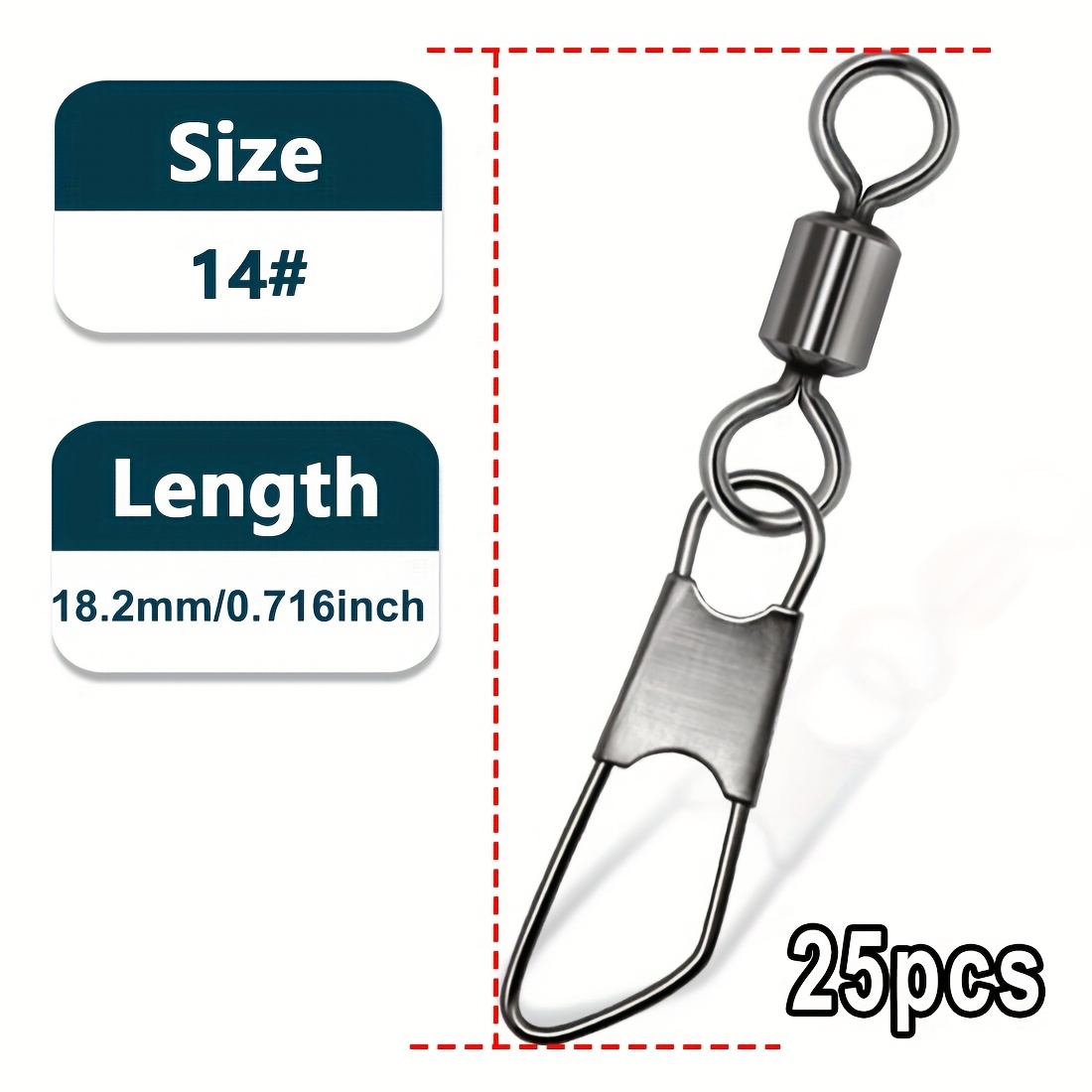 E-shop AIN 25 Stück Lager Rollender Wender Vollring Angelverbinder mit Snap Zubehör Tackle Pesca