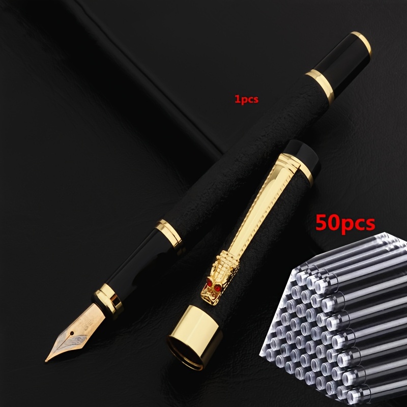Image of Set Of 50 Inks And 1 Metal Pen, Daily Work Writing, Holiday Gifts, School Student Stationery, Pen Office Gift Pen