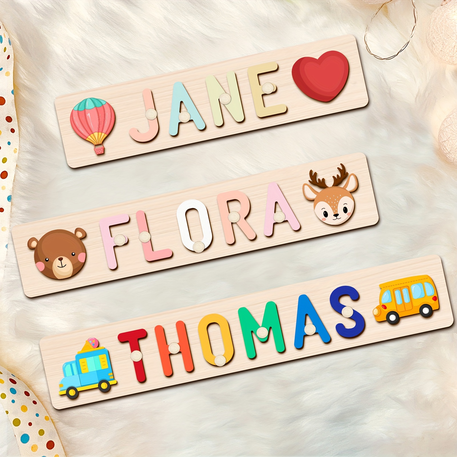 Personalized Wooden Name Puzzle, Educational Toy for Kids