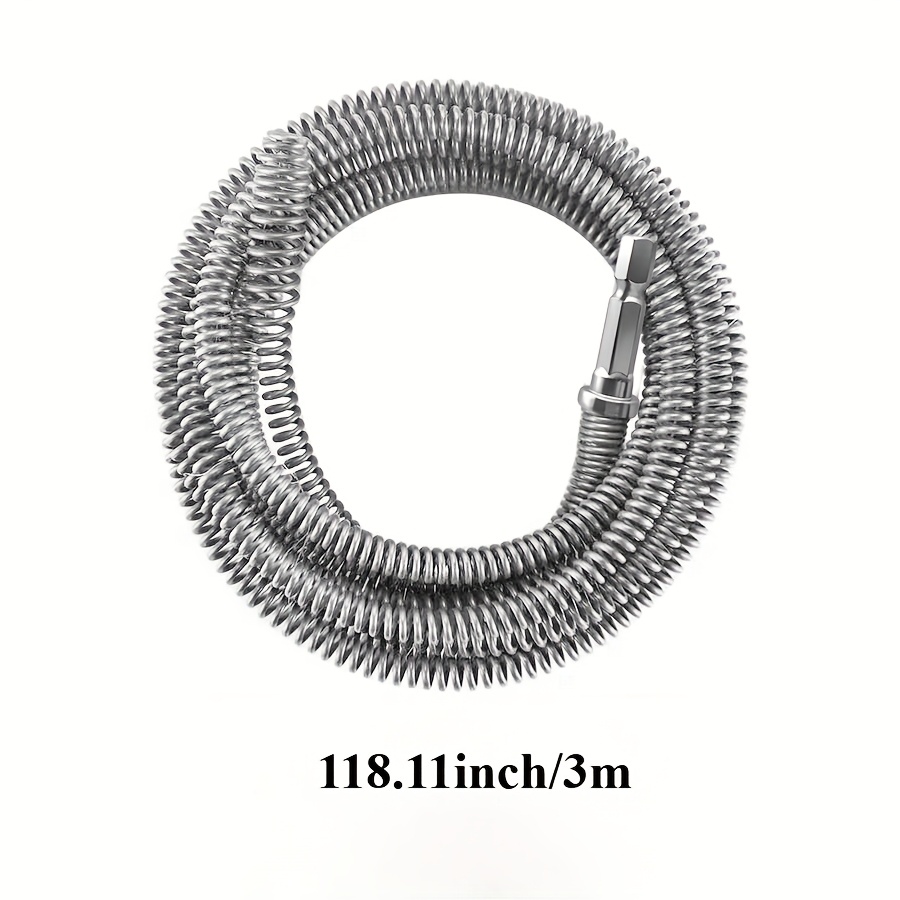 TEMU 196.85in/118.11in/59.06in Electric Pipe Cleaner - 1pc Head Sewer Toilet Floor Drain Cleaner