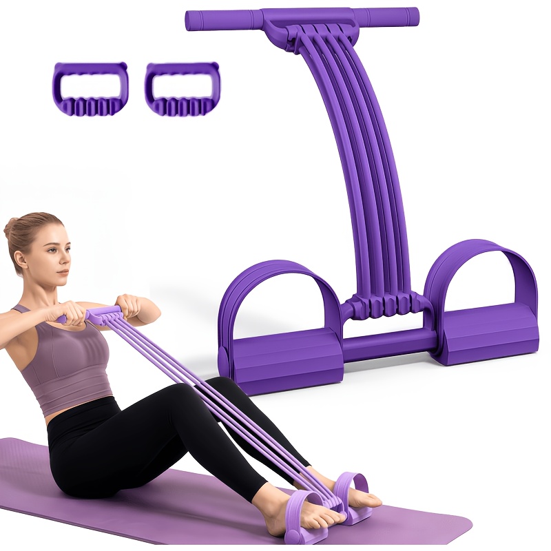 TEMU 8 Tube 3-in-1 Pedal With Handles Upgraded Elastic Sit Up Pull Rope For Abdomen Waist Arm Leg Stretching Multifunctional Tension Rope For Home