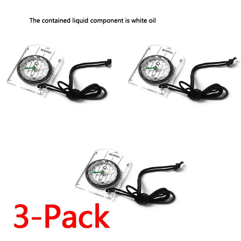 TEMU 3pcs Transparent Compass Scale | Survival Multi-tool For Map Reading & Navigation | For Hiking, Driving, Adventure