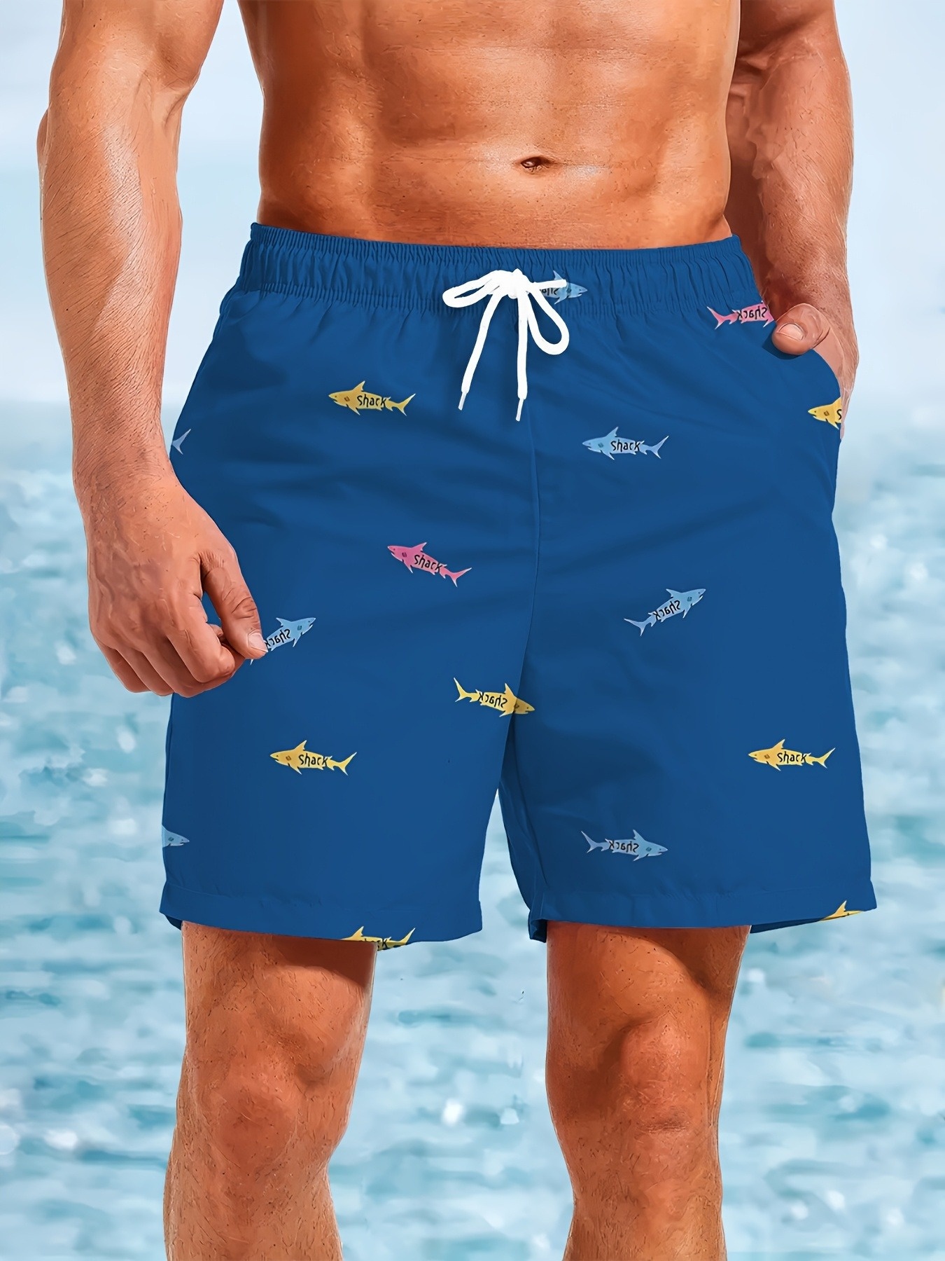 men's casual swim shorts cute shark print quick dry Temu Mauritius