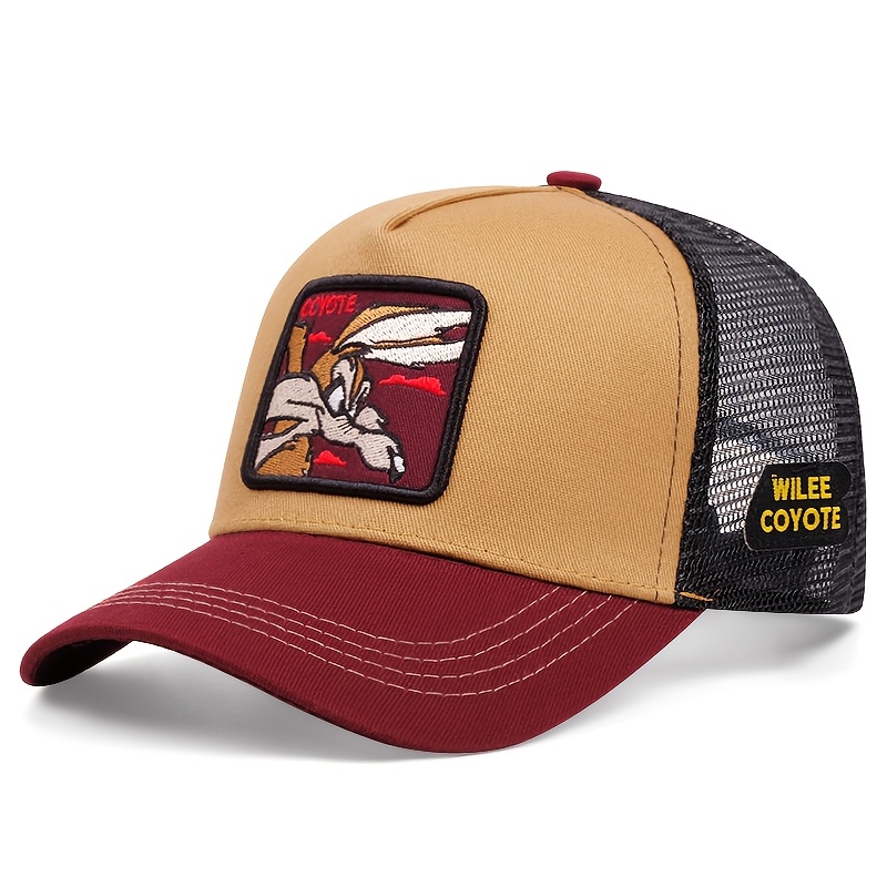 E-shop COYOTE Cartoon Bestickte Baseballcaps, Unisex Outdoor-Sport-Event-Kappen mit Netz, lässig und vielseitig