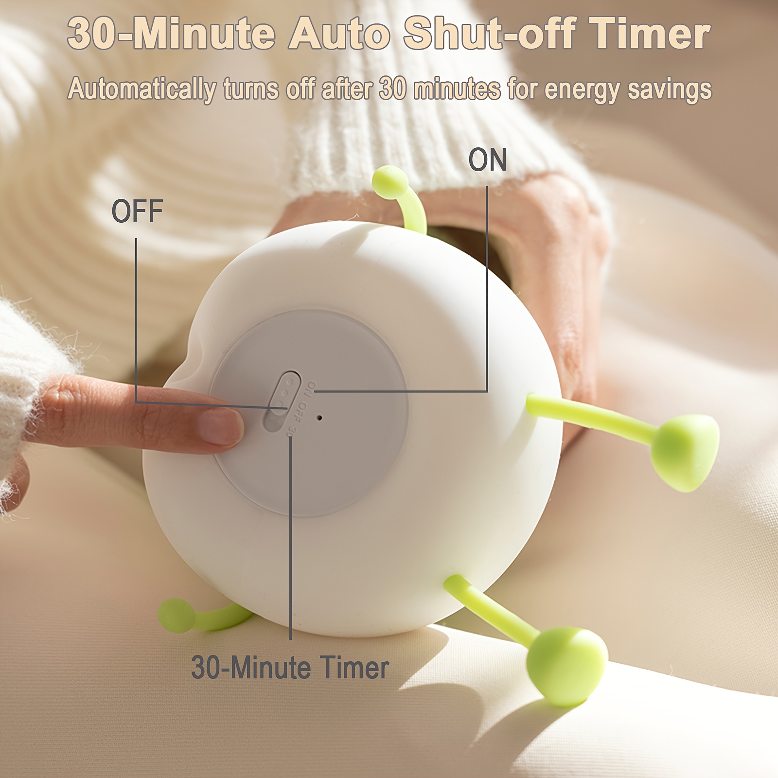 cute silicone nursery night light with adorable   rechargeable dimmable 3 level brightness auto shut off timer usb charging   bedroom or nursery decor youngsterss sleeping aid   character light durable plastic light Product details 4