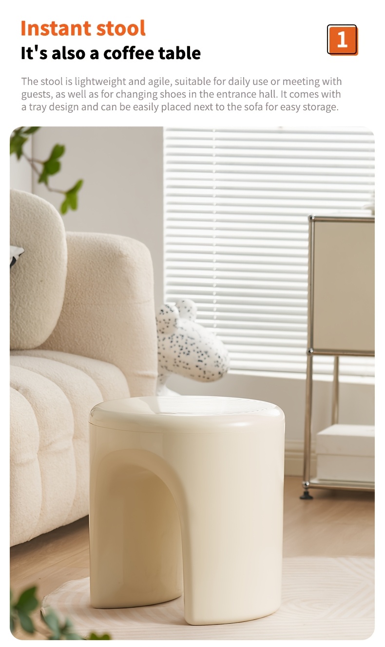   style classic round stool minimalist storage small table   colors plastic material durable coffee table practical household goods outdoor portable doorway shoe changing stool Product details 3